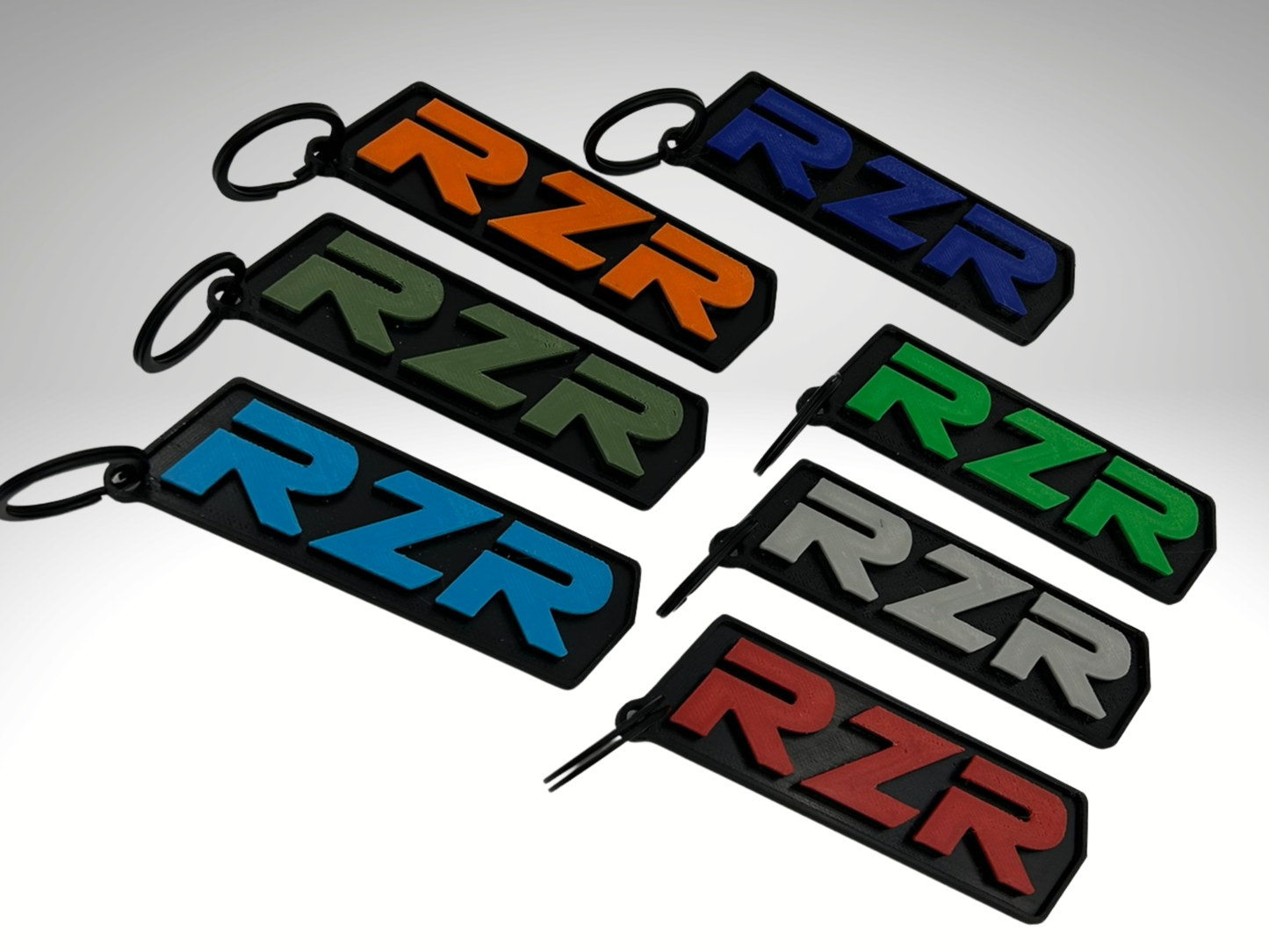 Polaris RZR Keychain – SXS Off-Road Gift – Light Blue, Dark Blue, Moss Green, Bright Green, Red, Orange, Light Gray