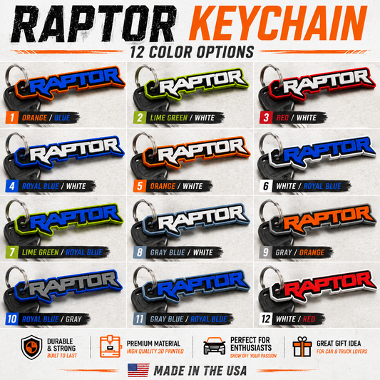 Raptor Keychain Custom Color 3D Printed Truck Keychain