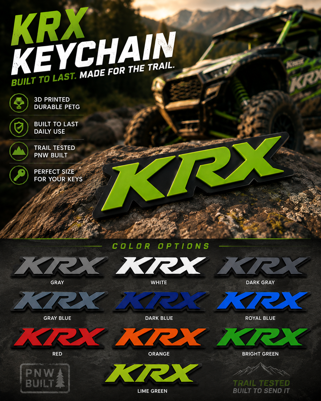 Greanland Offroad Kawasaki KRX Premium Keychain – Durable Offroad Accessory