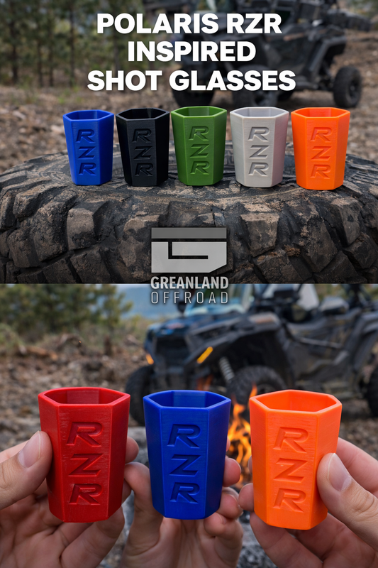 Polaris RZR–Inspired Hexagonal Shot Glasses | Off-Road Style Barware | Multiple Colors