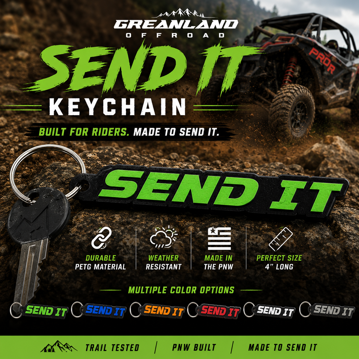"Send It" Off-Road Keychain – 3D Printed Adventure Key Tag (Copy)