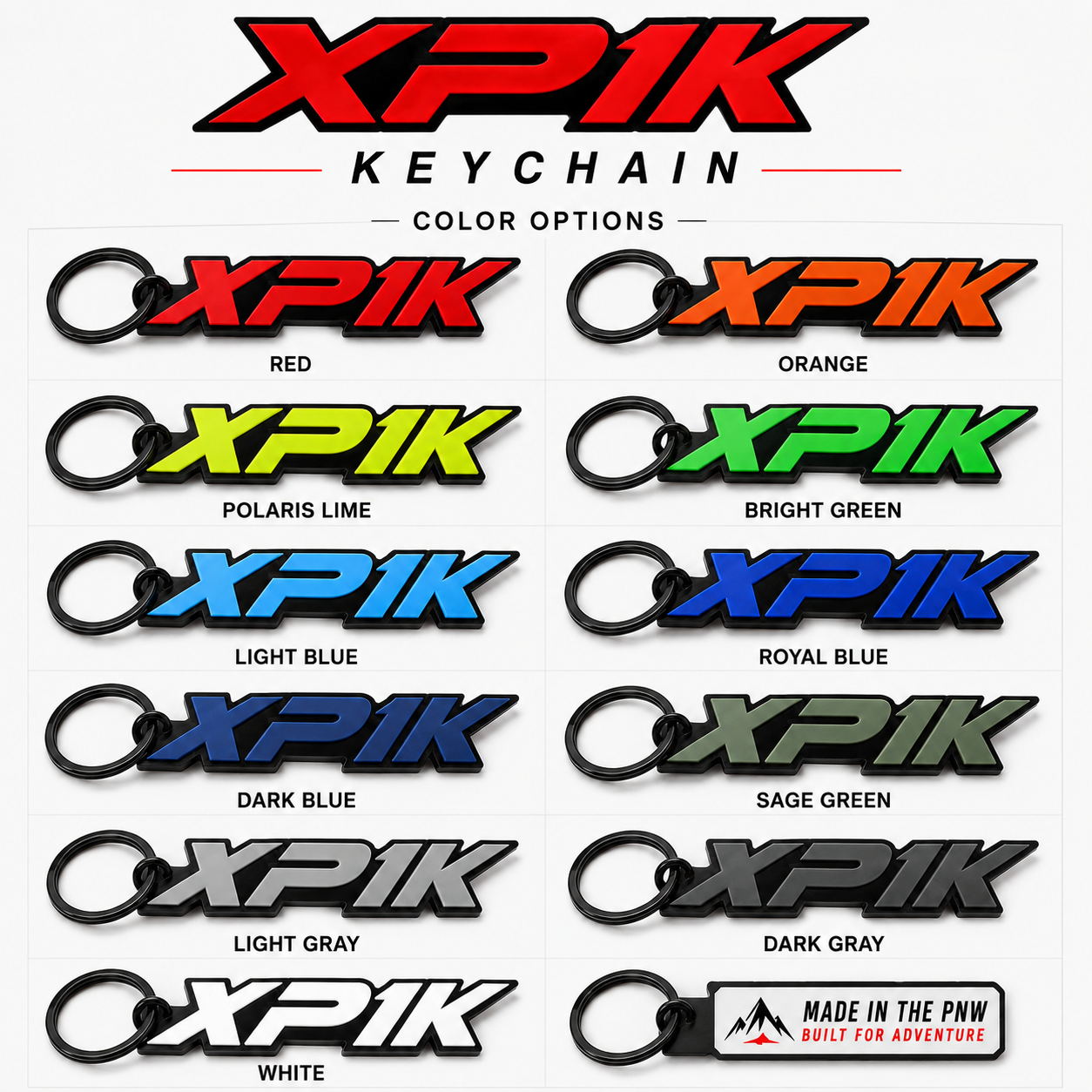 Polaris "XP1K" Keychain – 3D Printed PETG UTV Keychain | Multiple Colors