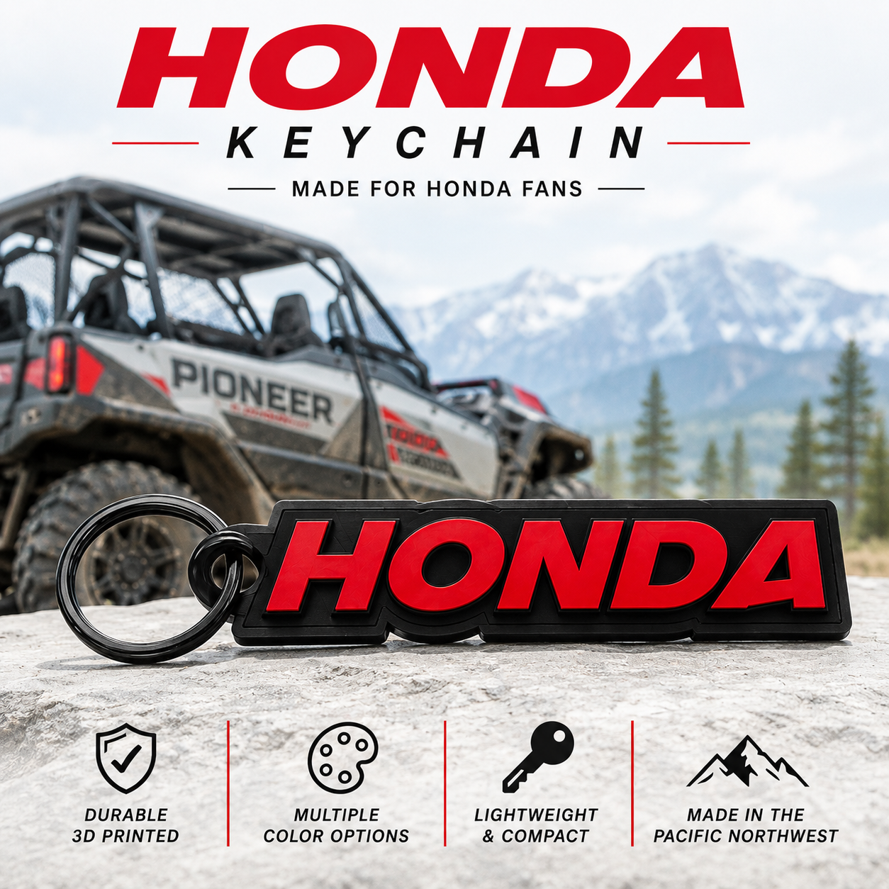 Honda Keychain | 3D Printed Honda Logo Key Ring – Multiple Colors