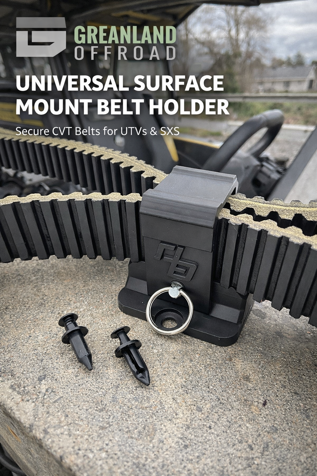 Surface Mount UTV Spare Belt Holder | SXS CVT Belt Mount for Roll Cage | Universal Surface Mount Belt Holder