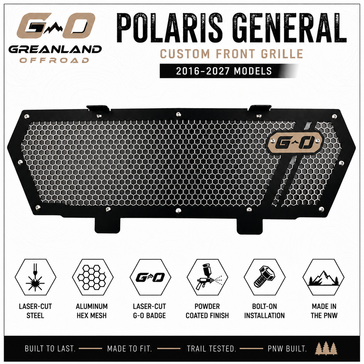 Polaris General Custom Mesh Grille (2016+) | Heavy Duty UTV Front Upgrade