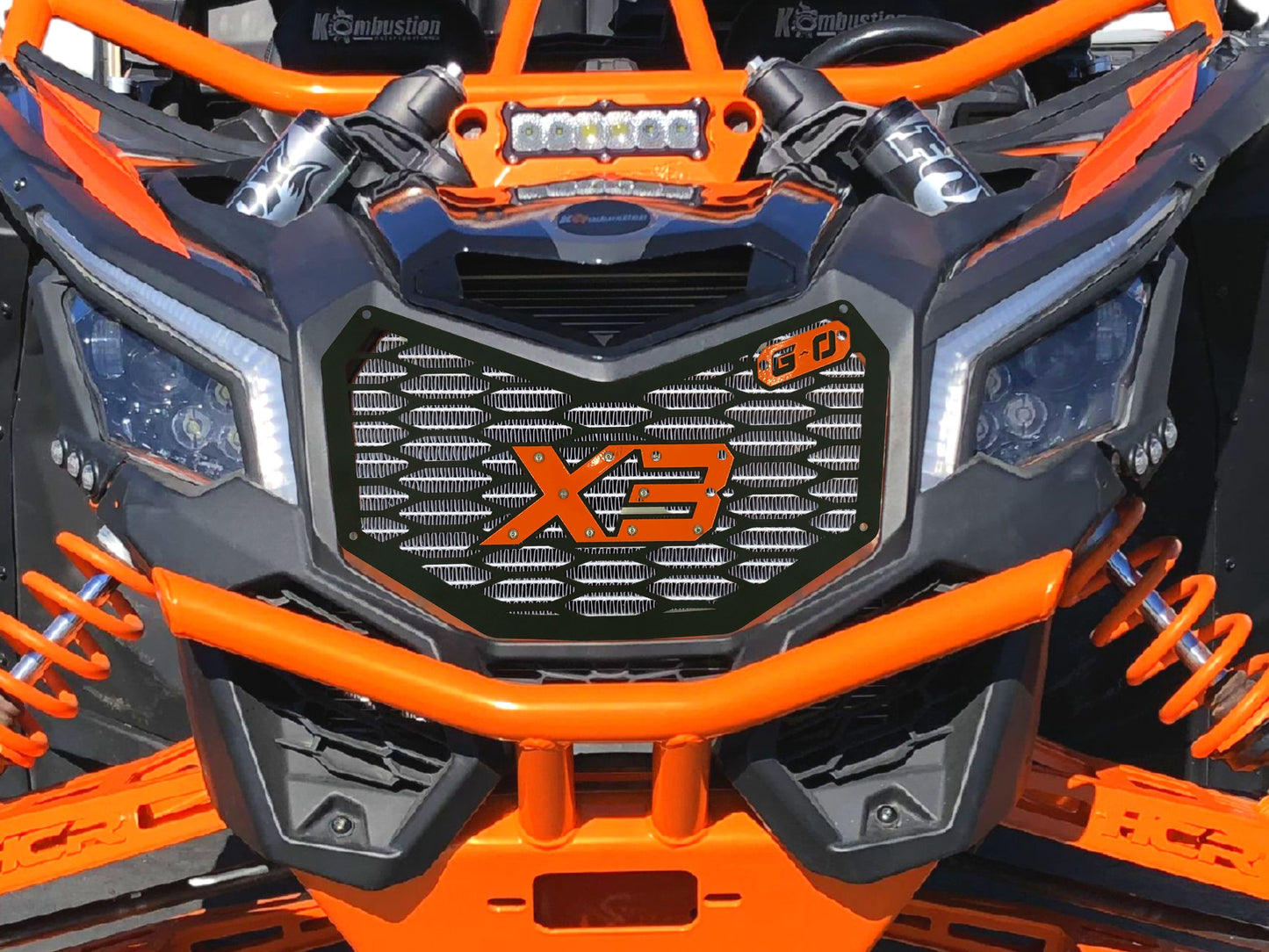 greanland offroad orange grille mounted on custom can am x3