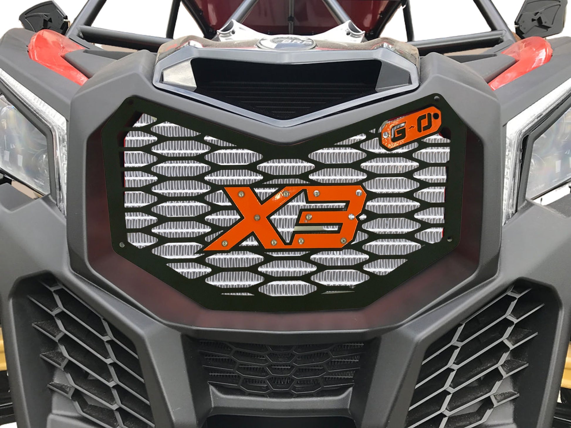 closeup of greanland offroad can am x3 grille on an x3